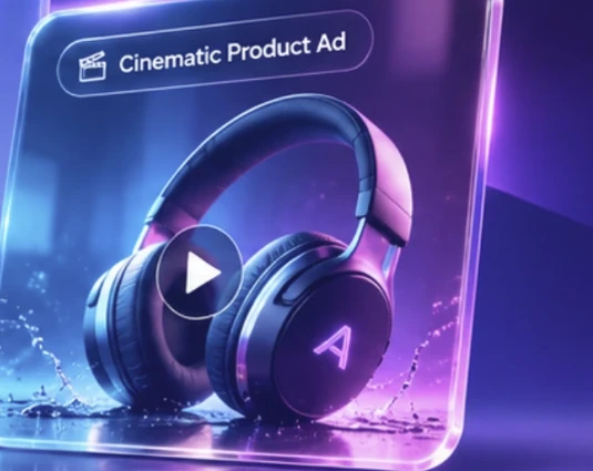 Illustrative cinematic product advertising concept